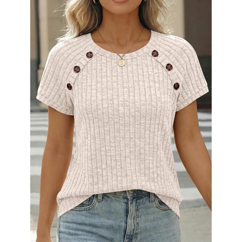 Women's Short Sleeve Shirts Business Casual Blouses Dressy Work Tunic Tops 2026 - Picture 3 of 6